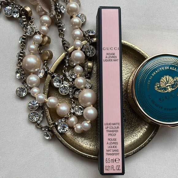 Gucci Rouge Liquid Matte Lip Color Transfer Proof 203 Mildred Rosewood - Picture 11 of 12